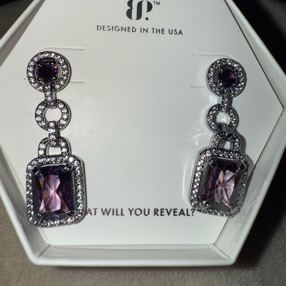 Stunning Purple and Silver Drop Earrings